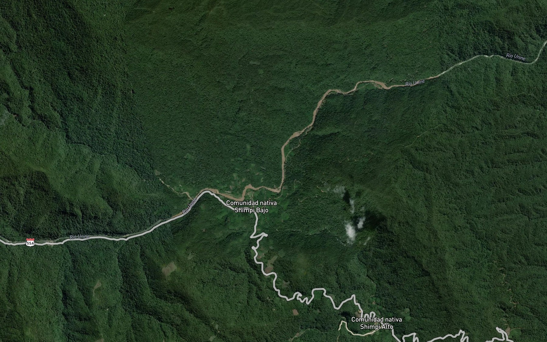 Satellite map of the Quebrada Shimpe