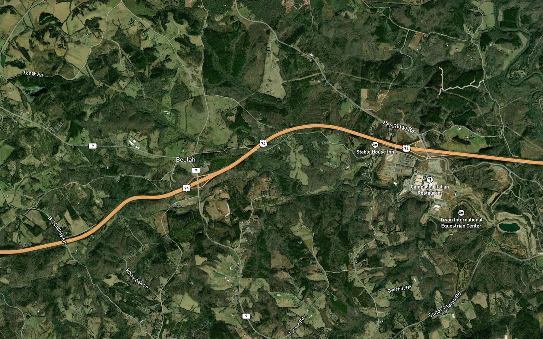 Satellite map of the Little White Oak Creek
