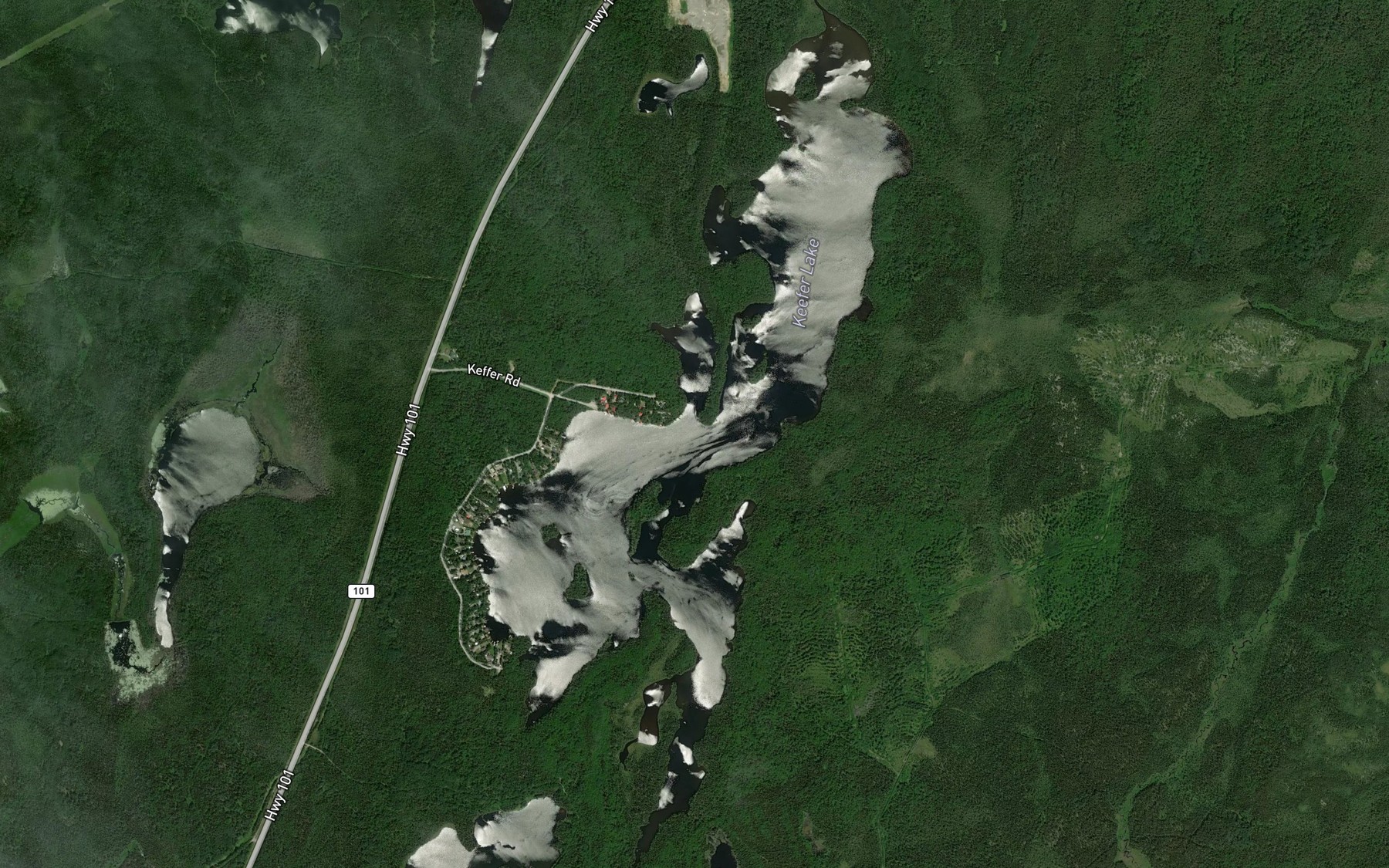Satellite map of the Keefer Lake