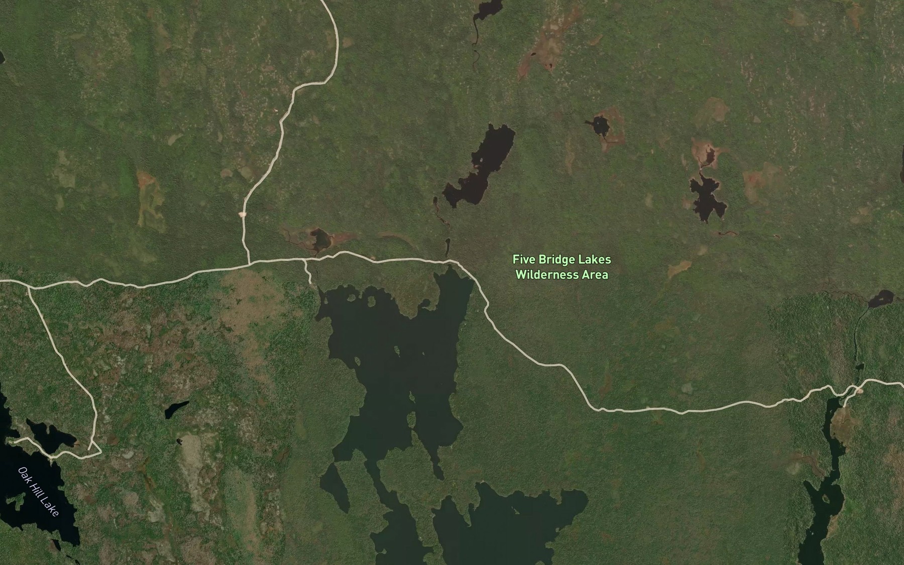Satellite map of the Five Bridge Runs