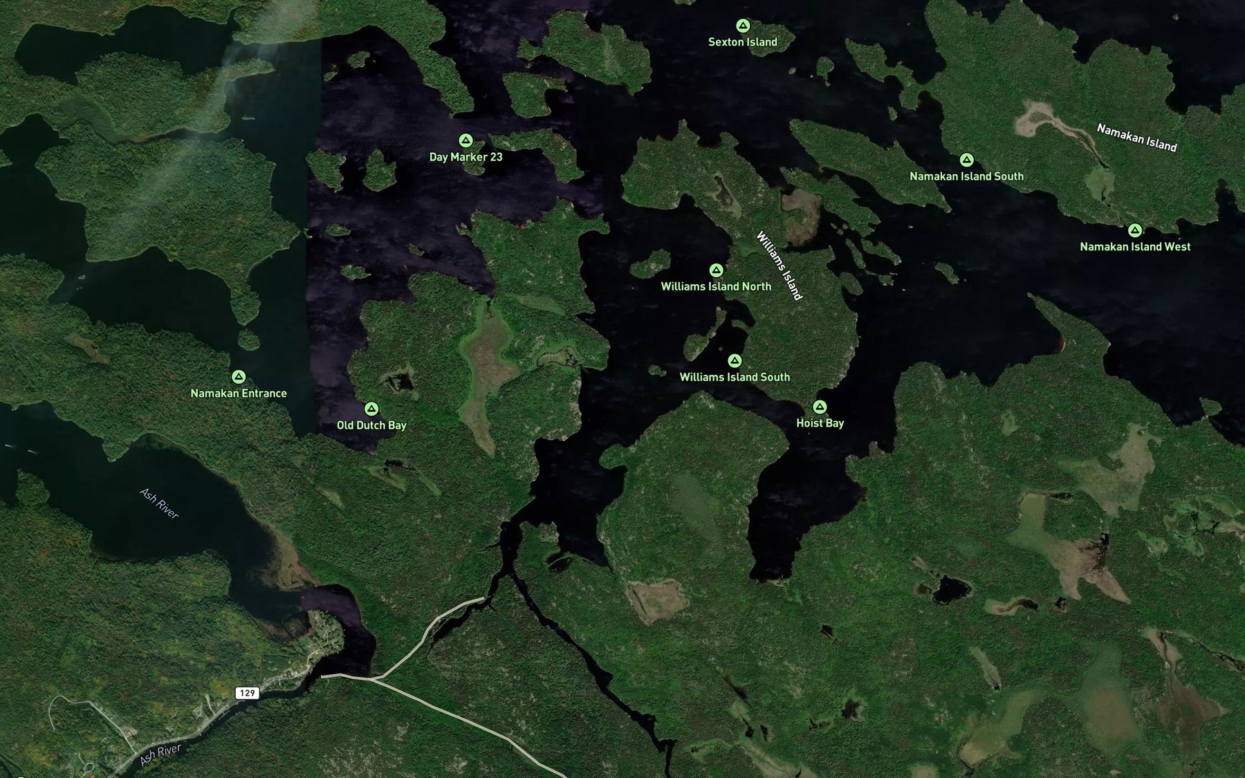 Satellite map of the Moose Bay