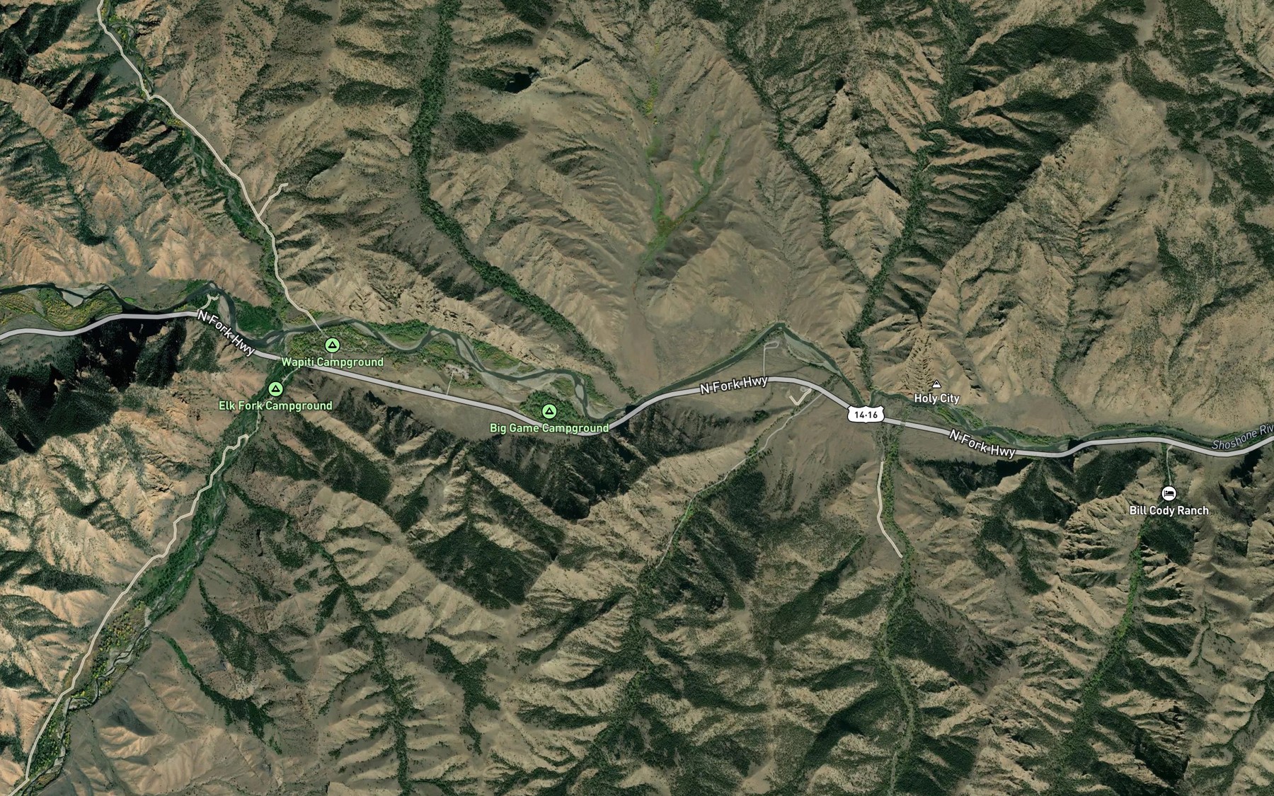 Satellite map of the Horse Creek