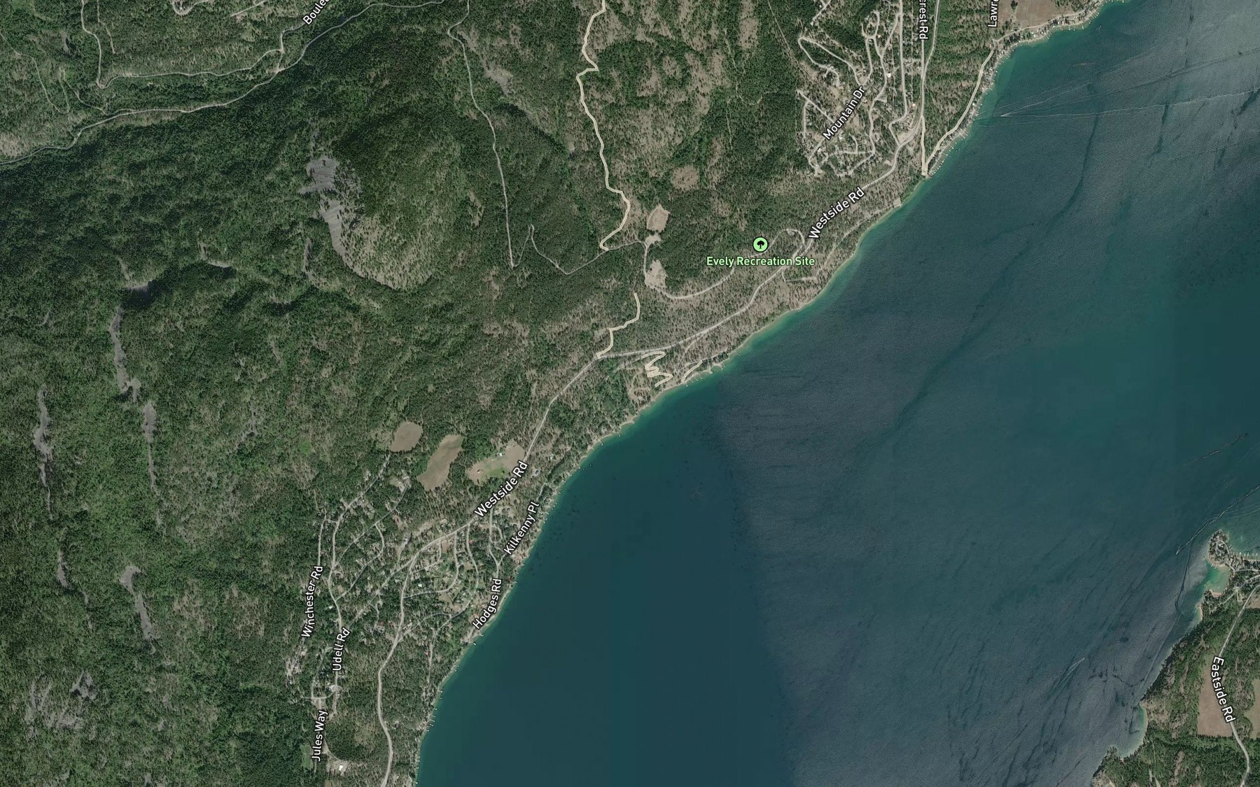 Satellite map of the Fisbee Creek