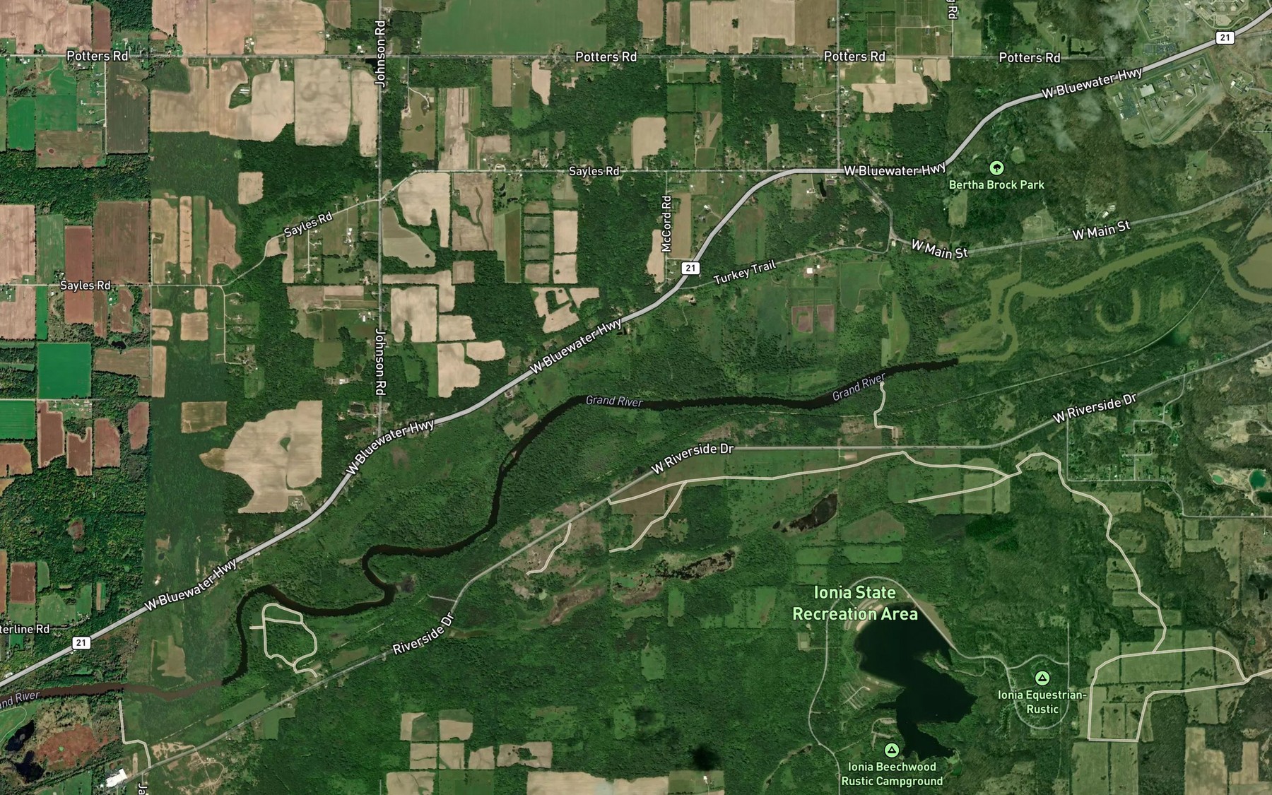 Satellite map of the Timberland Creek
