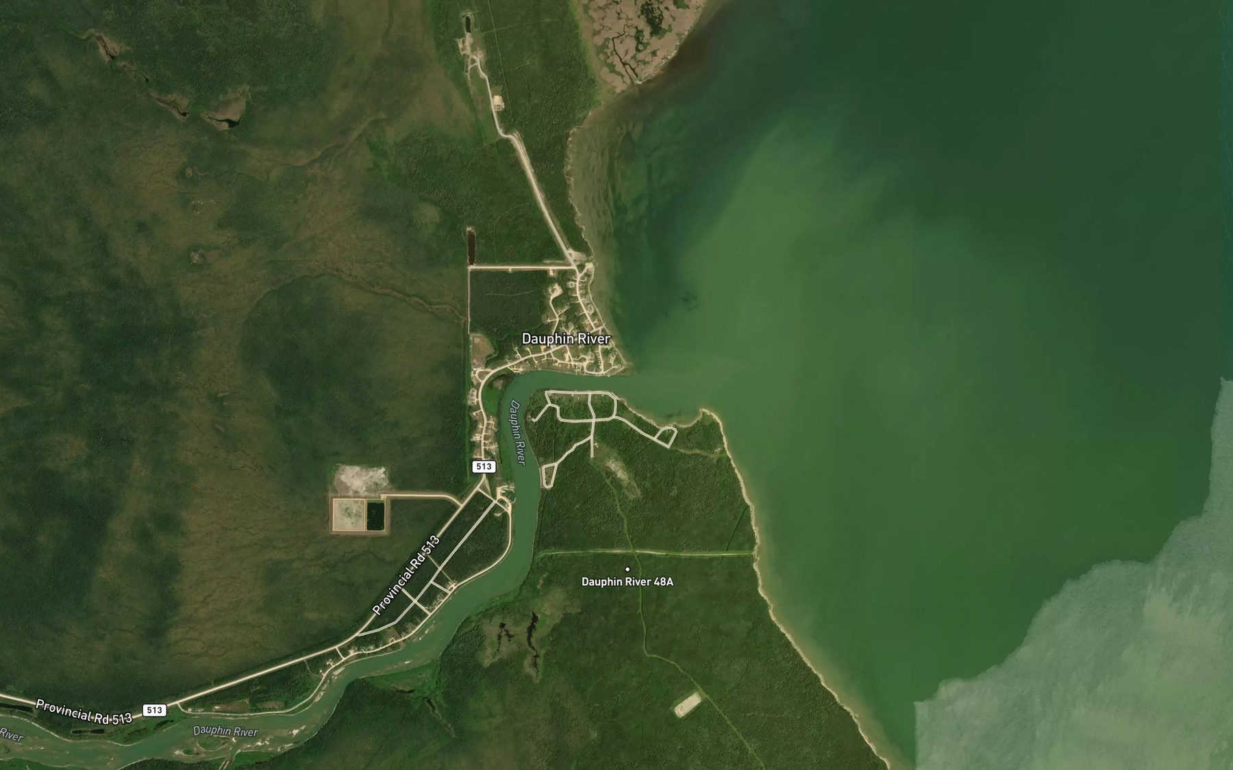 Satellite map of the Dauphin River