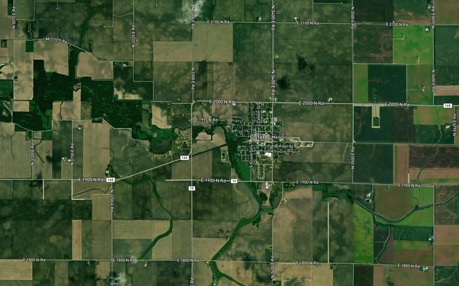 Satellite map of the Colfax Creek