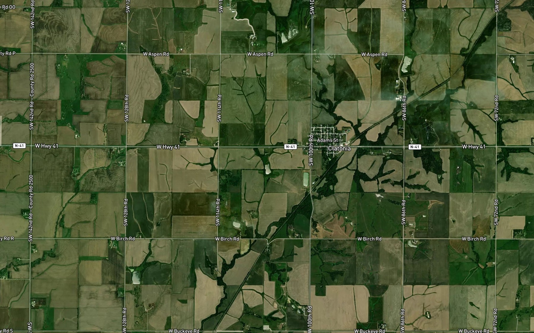 Satellite map of the Clatonia Creek Reservoir 2-B