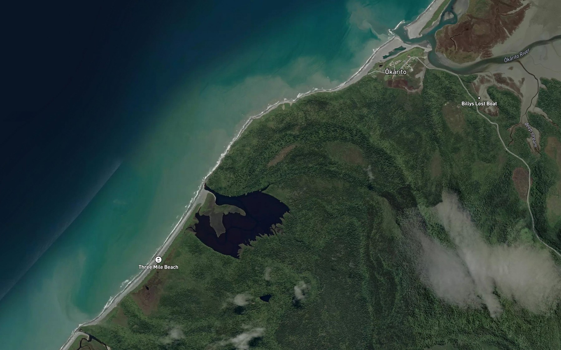 Satellite map of the Totarakaitorea River