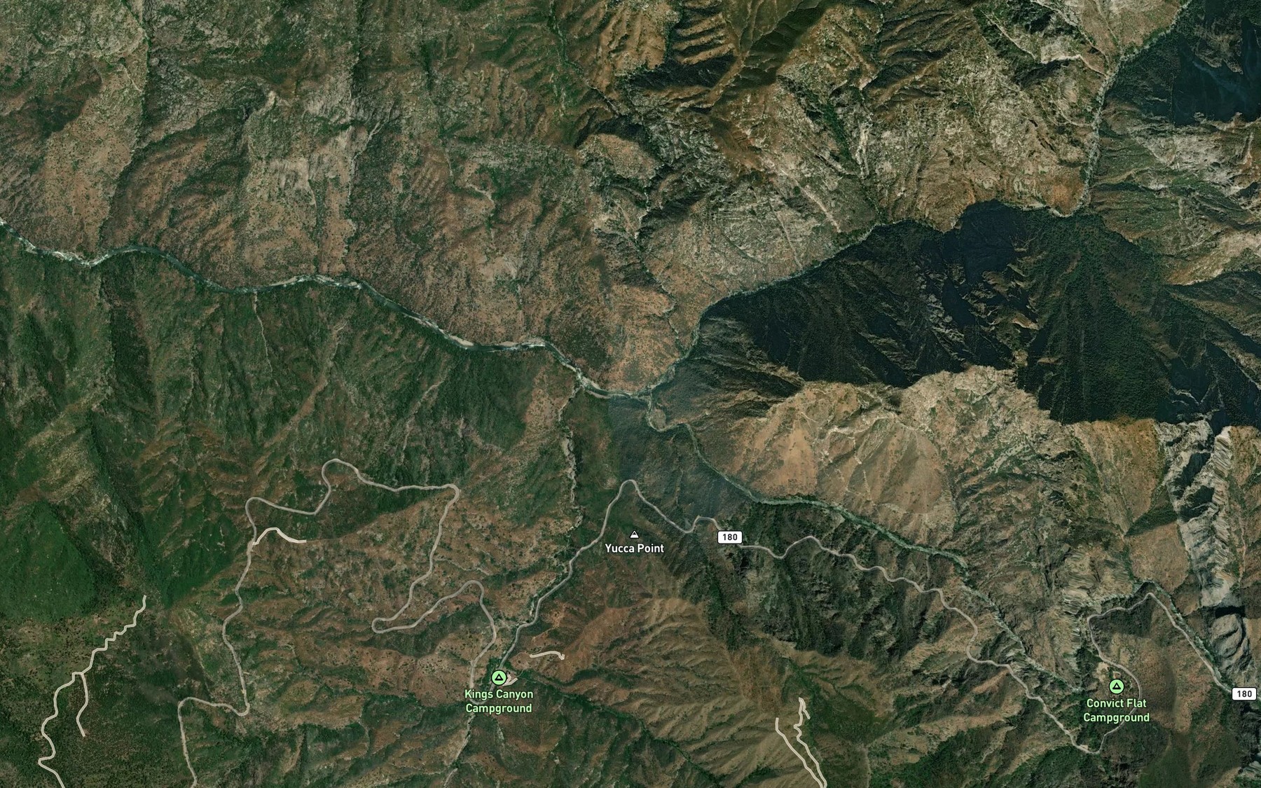 Satellite map of the South Fork Kings River