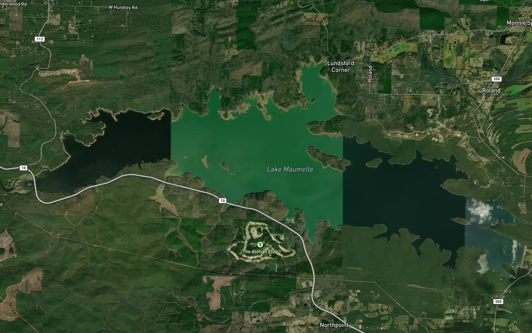 Satellite map of the Lake Maumelle