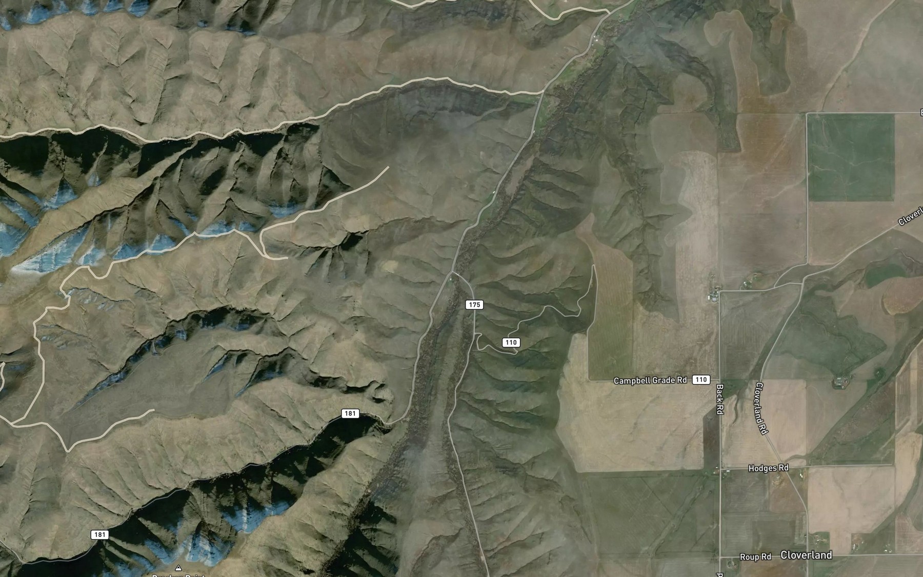 Satellite map of the North Fork Asotin Creek
