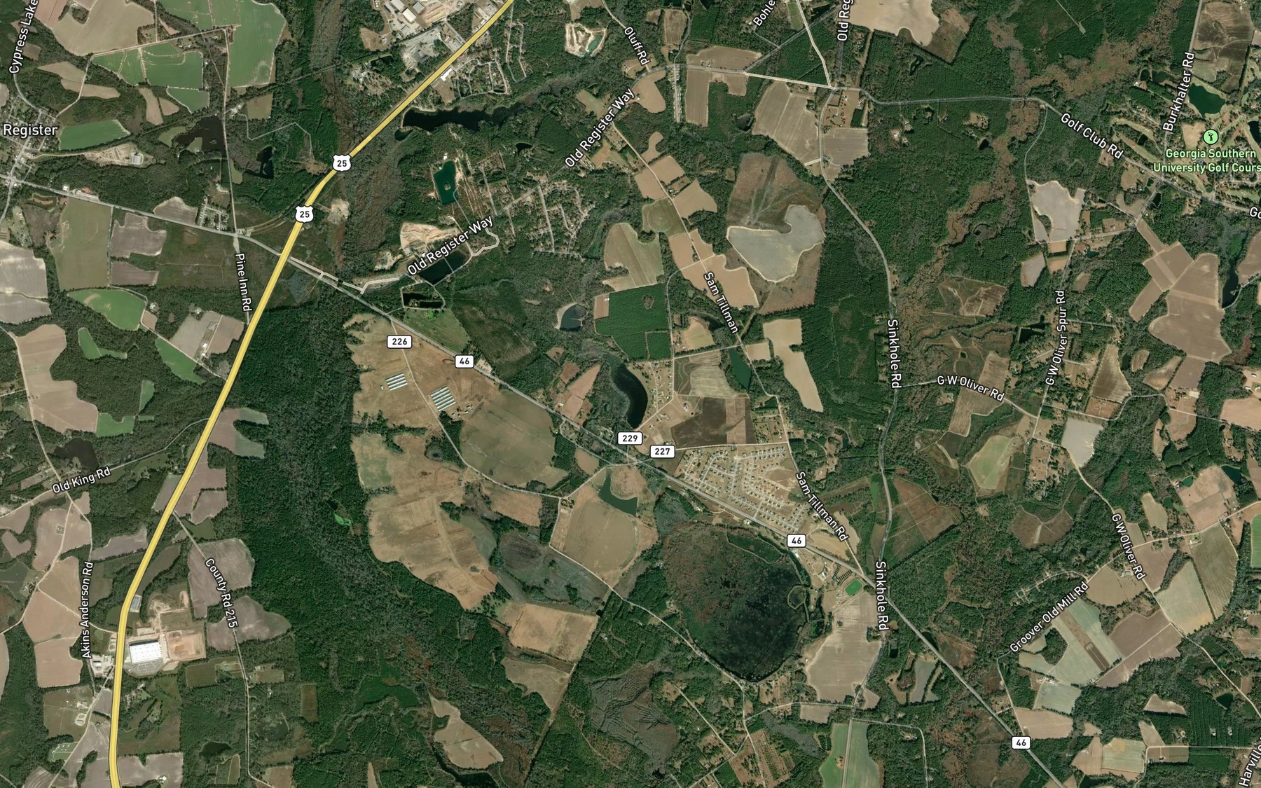 Satellite map of the Hickman Pond