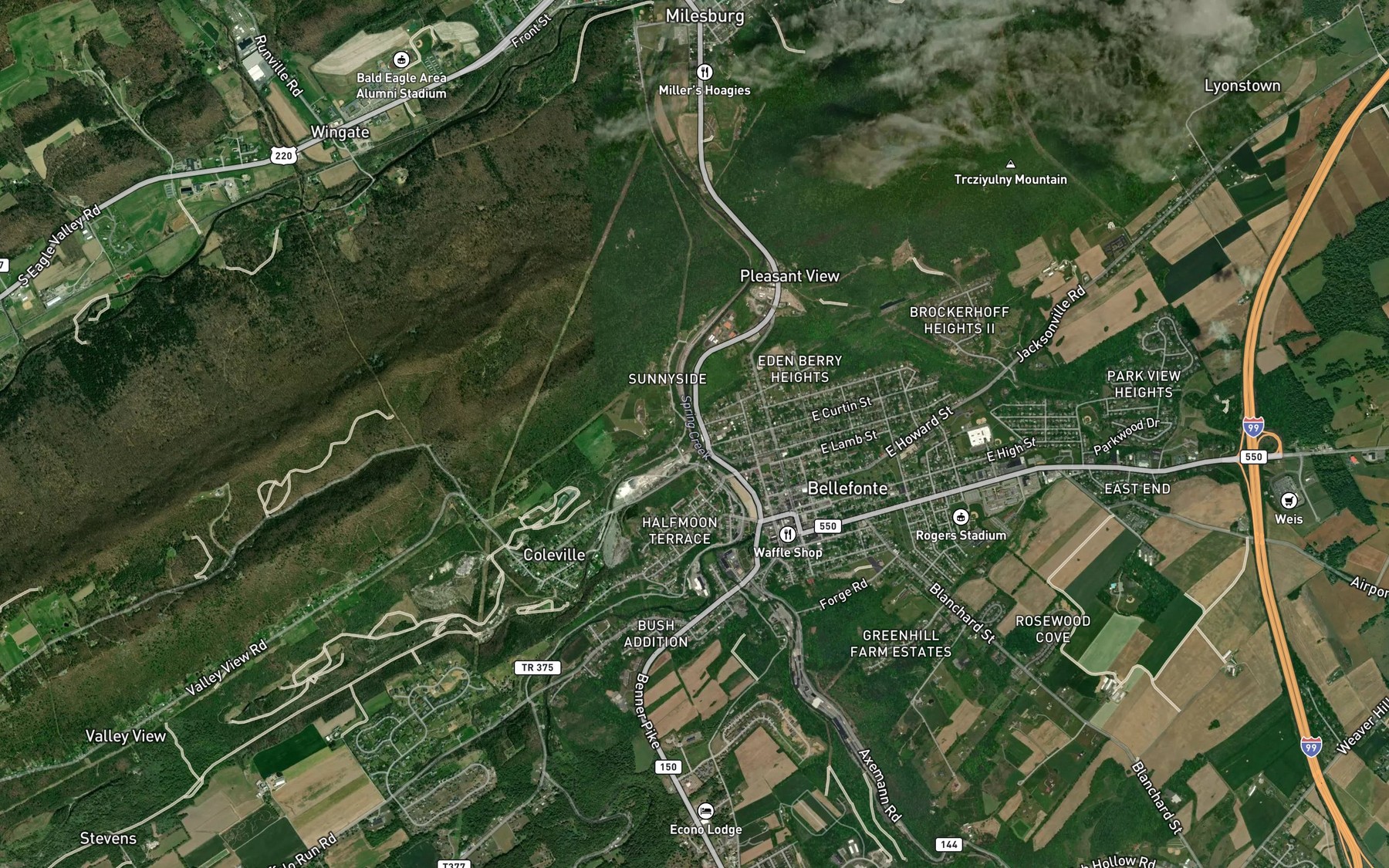 Satellite map of the Buffalo Run