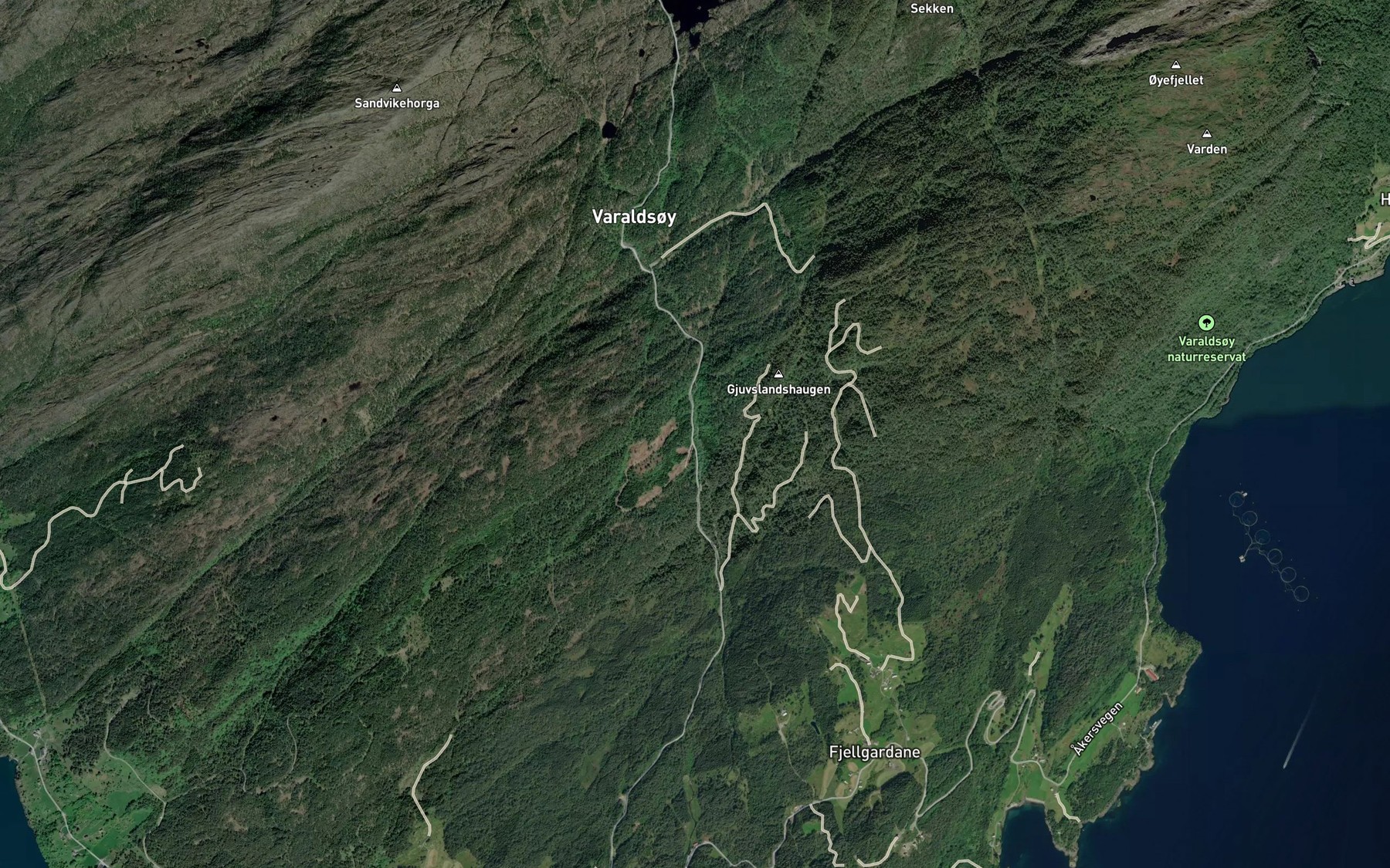 Satellite map of the Gjuvslandselva
