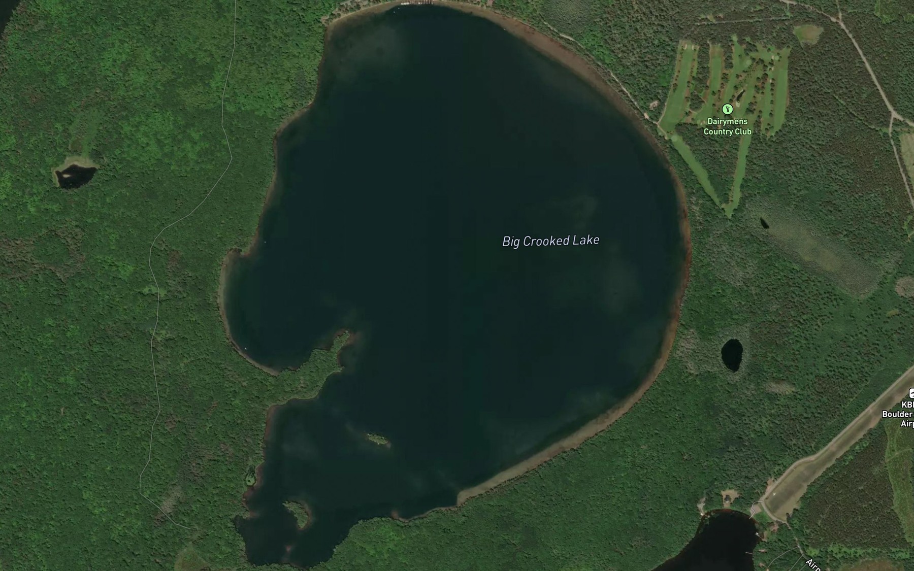 Satellite map of the Big Crooked Lake