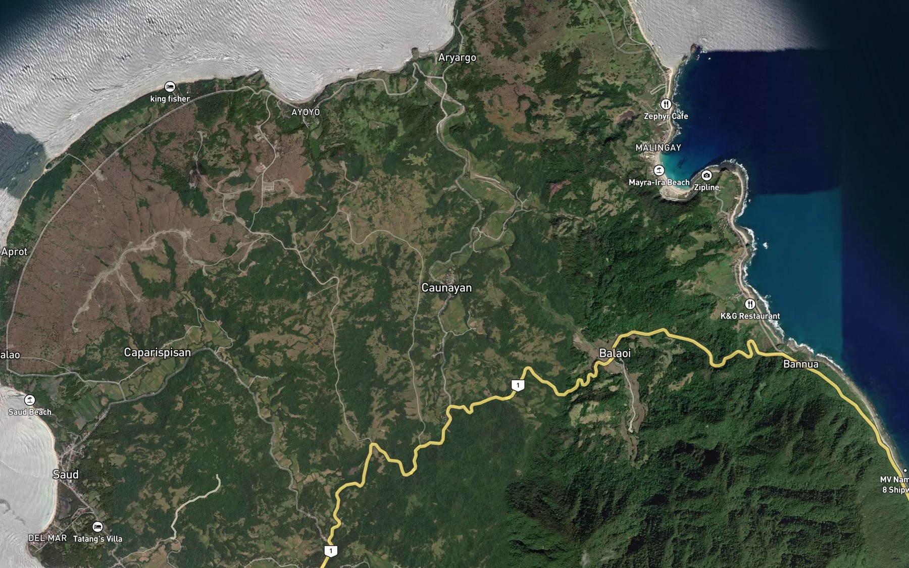 Satellite map of the Tabbog Creek