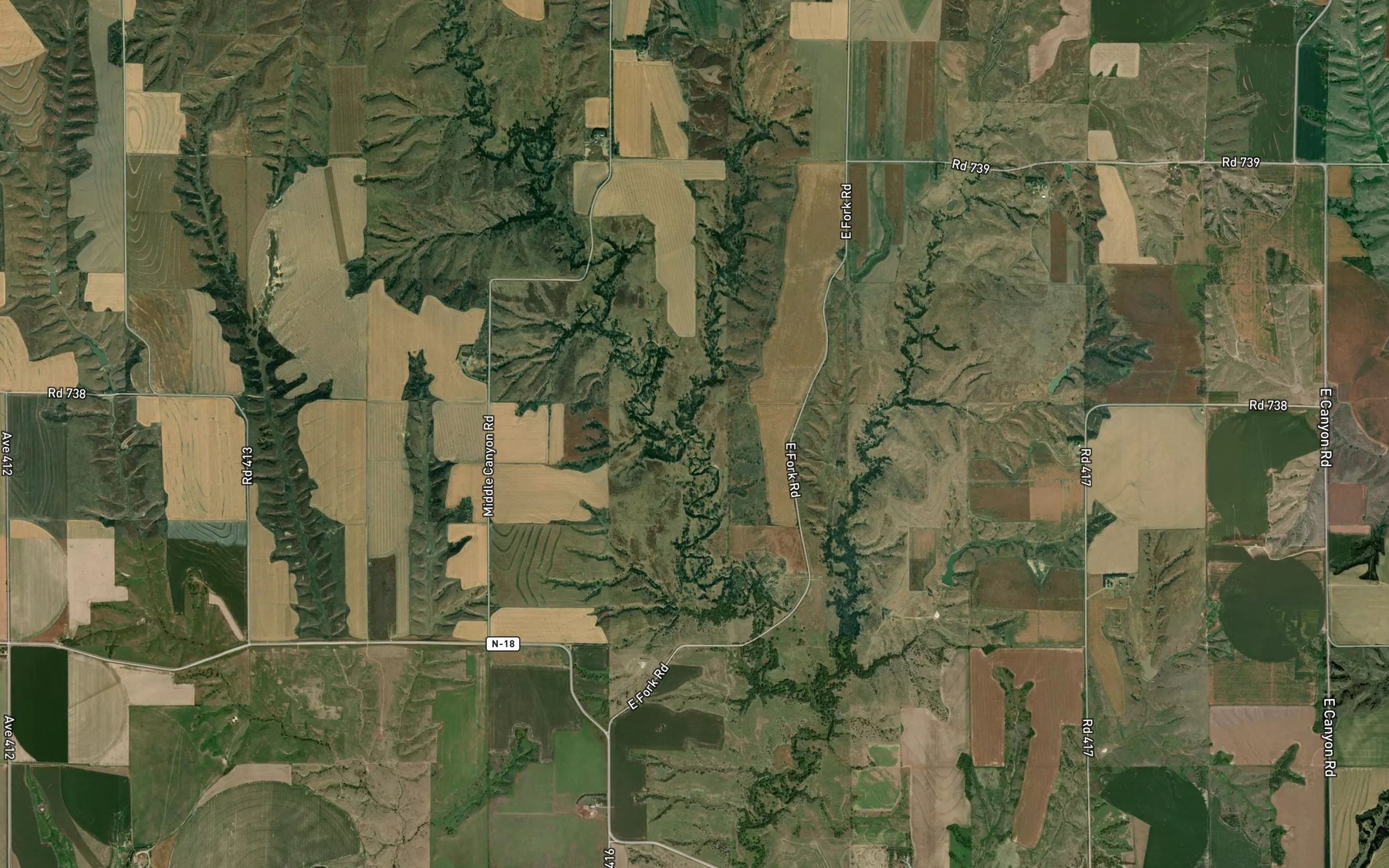Satellite map of the East Muddy Creek