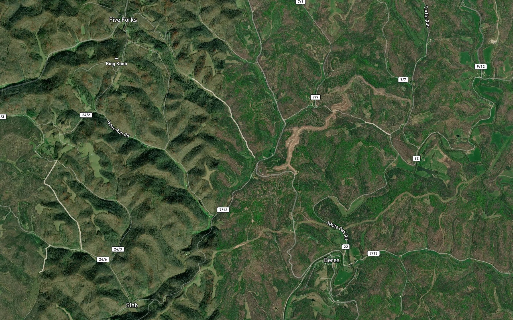 Satellite map of the Straight Fork