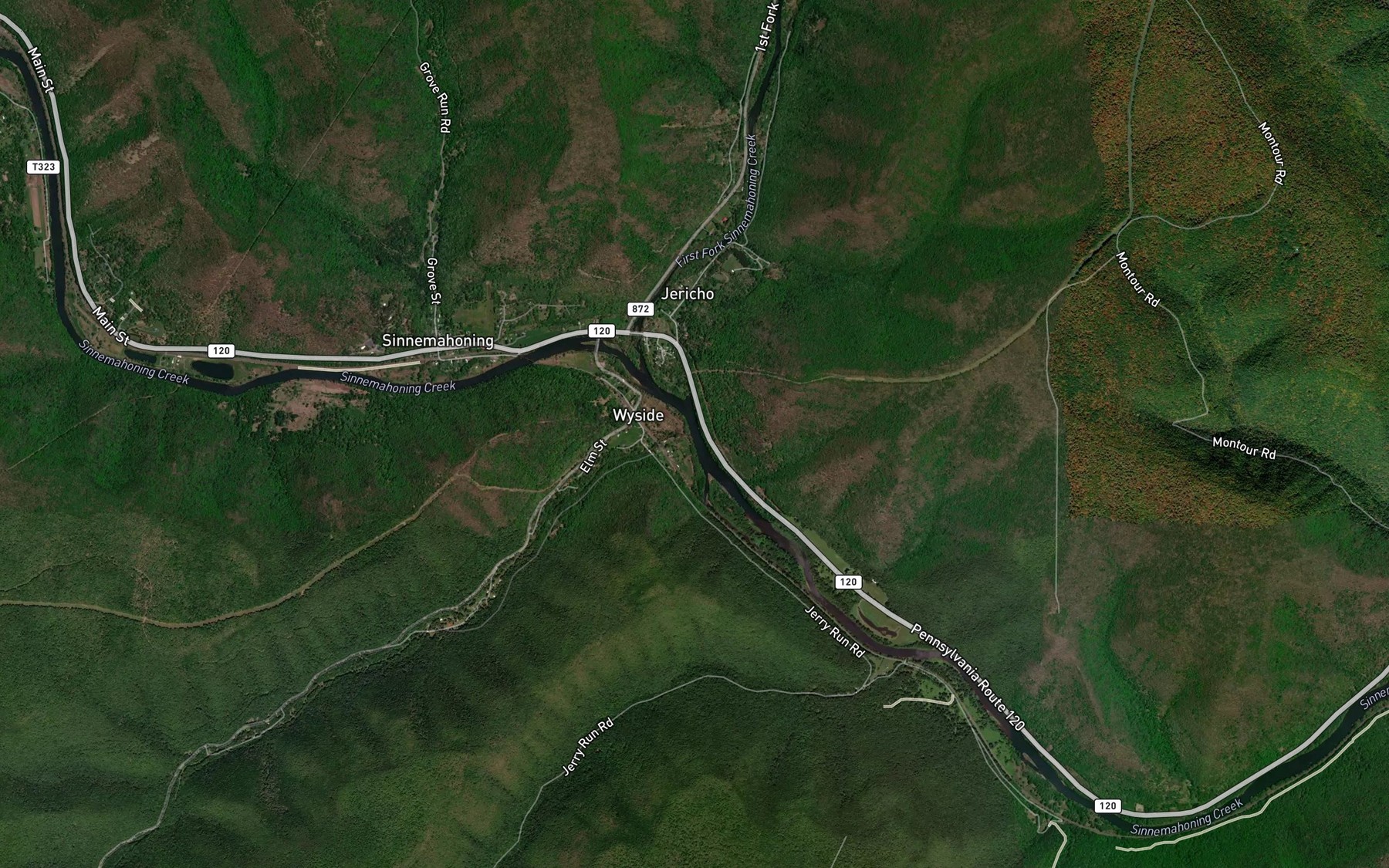 Satellite map of the Wykoff Run
