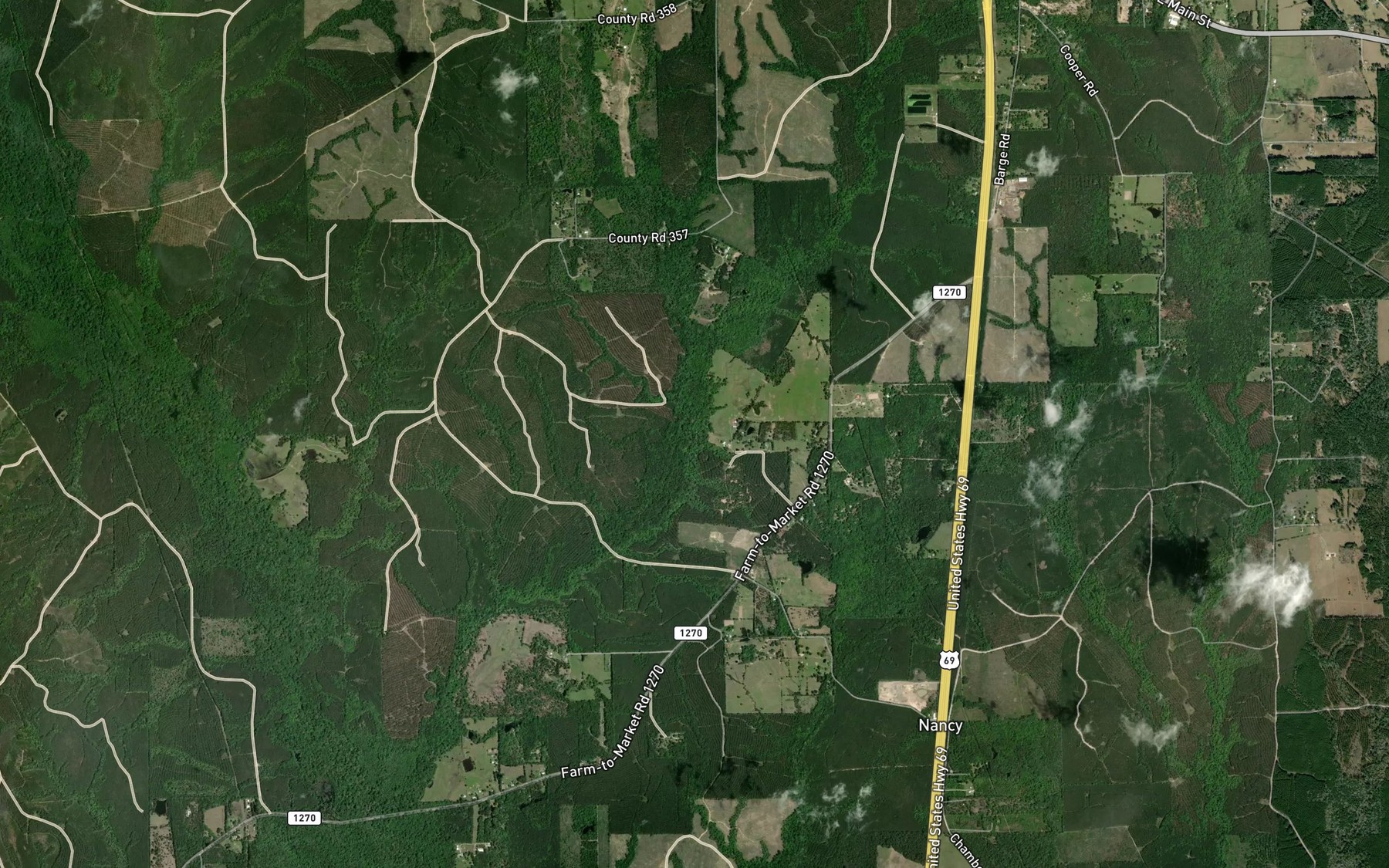 Satellite map of the Hawkins Creek