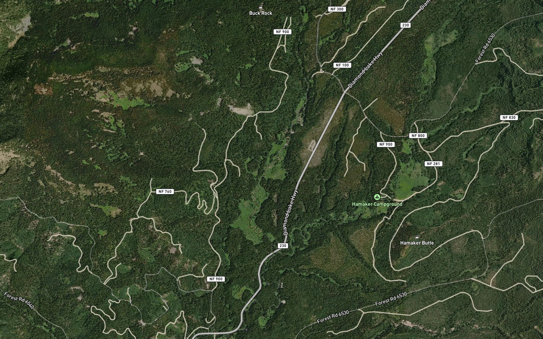 Satellite map of the Alkali Creek