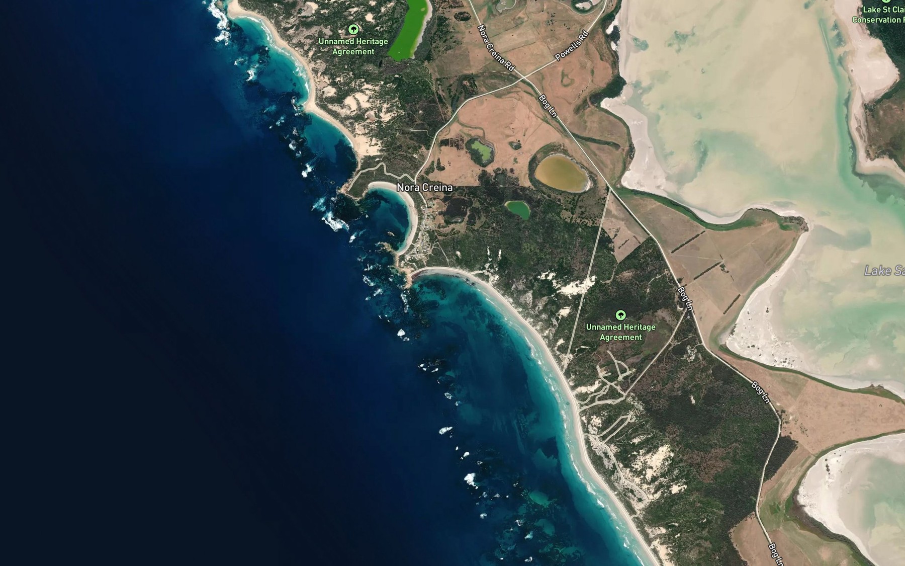 Satellite map of the Stinky Bay