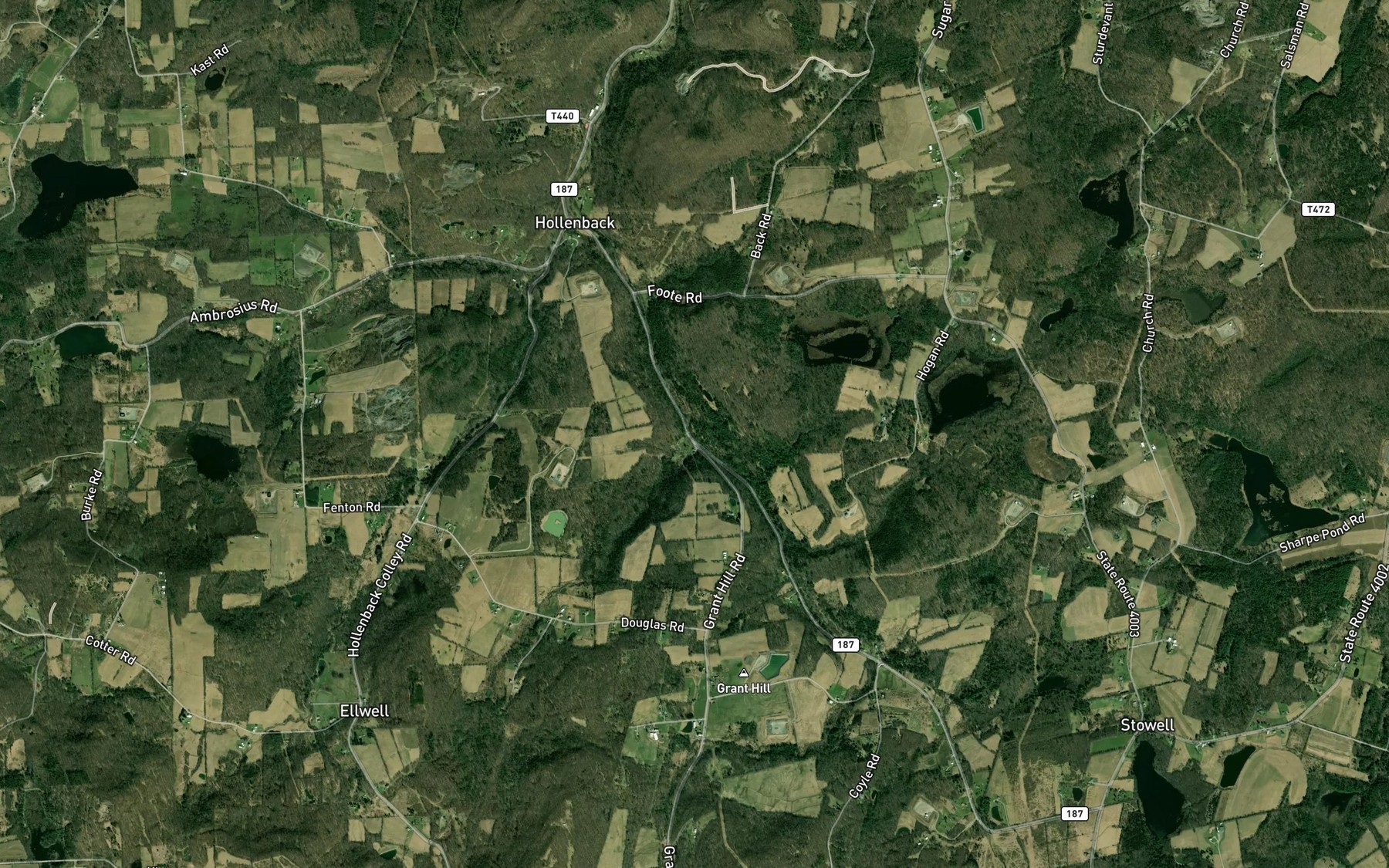 Satellite map of the Rock Cabin Run