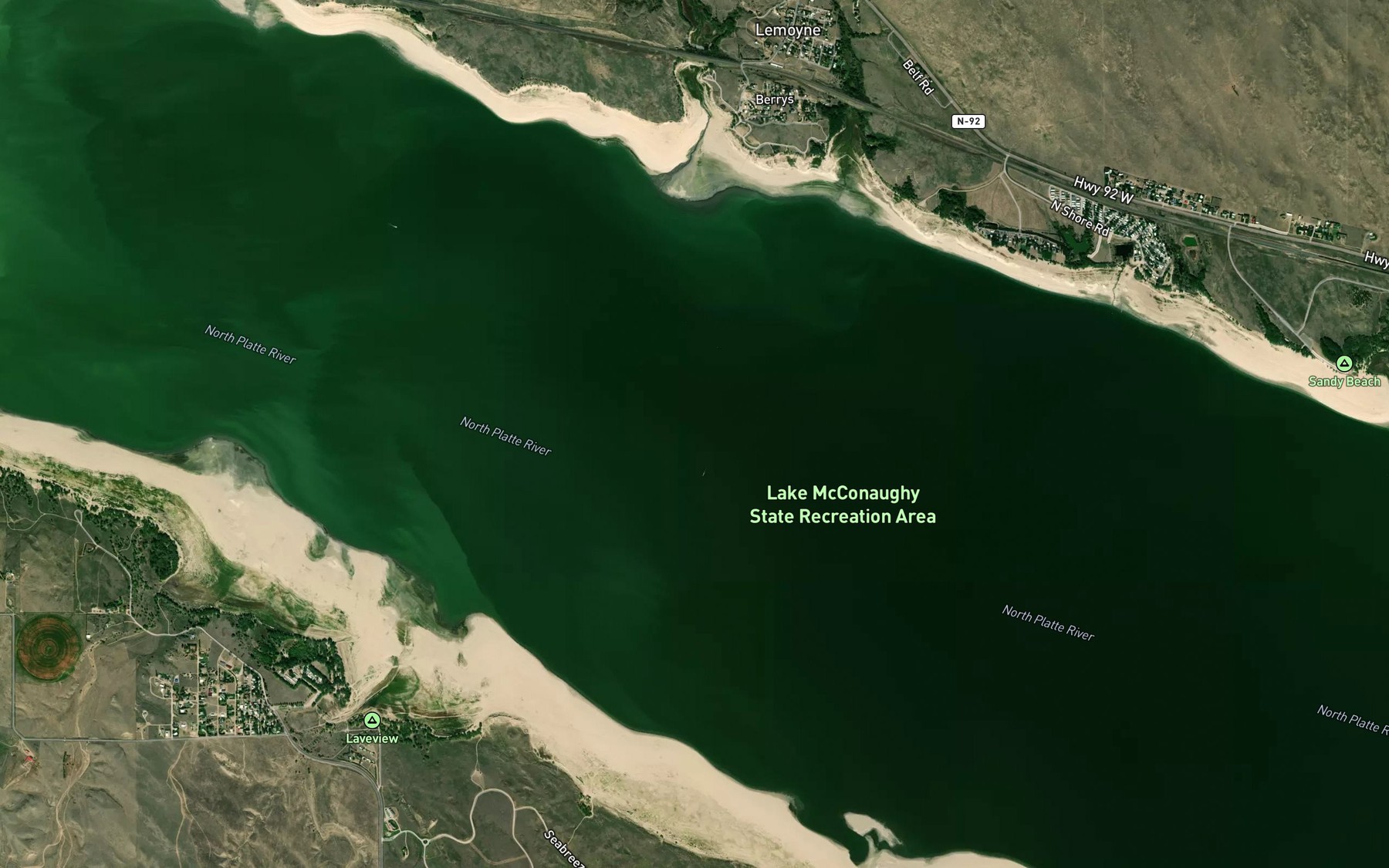 Satellite map of the Lake McConaughy