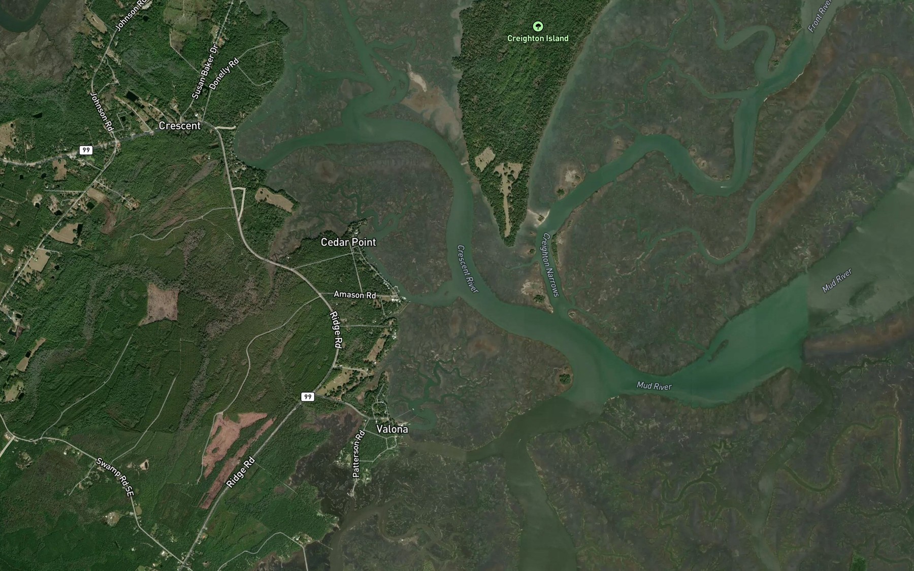 Satellite map of the Cedar Creek