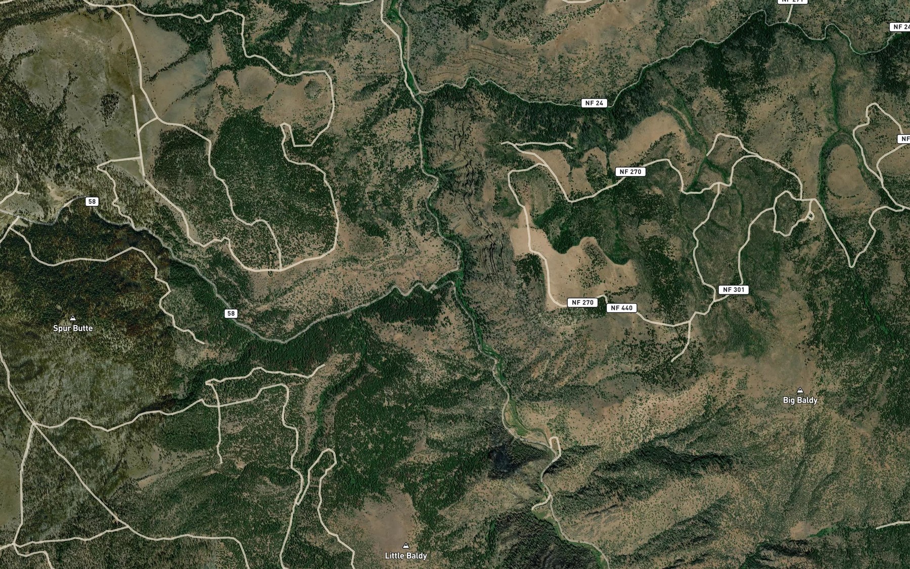 Satellite map of the Sunflower Creek