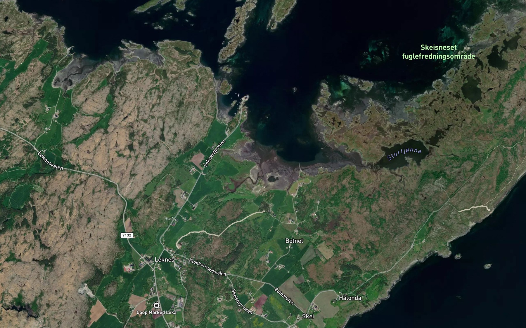 Satellite map of the Leknessjoen