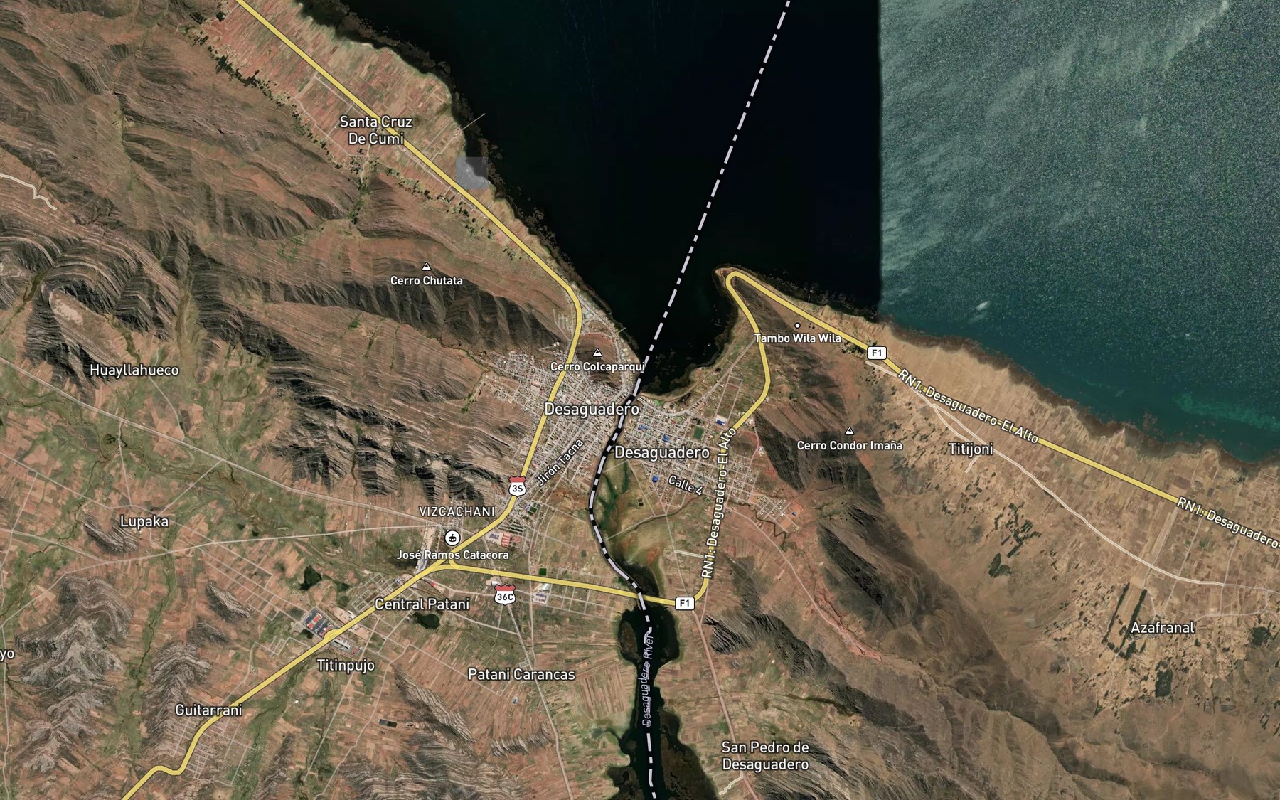 Satellite map of the Rio Desaguadero
