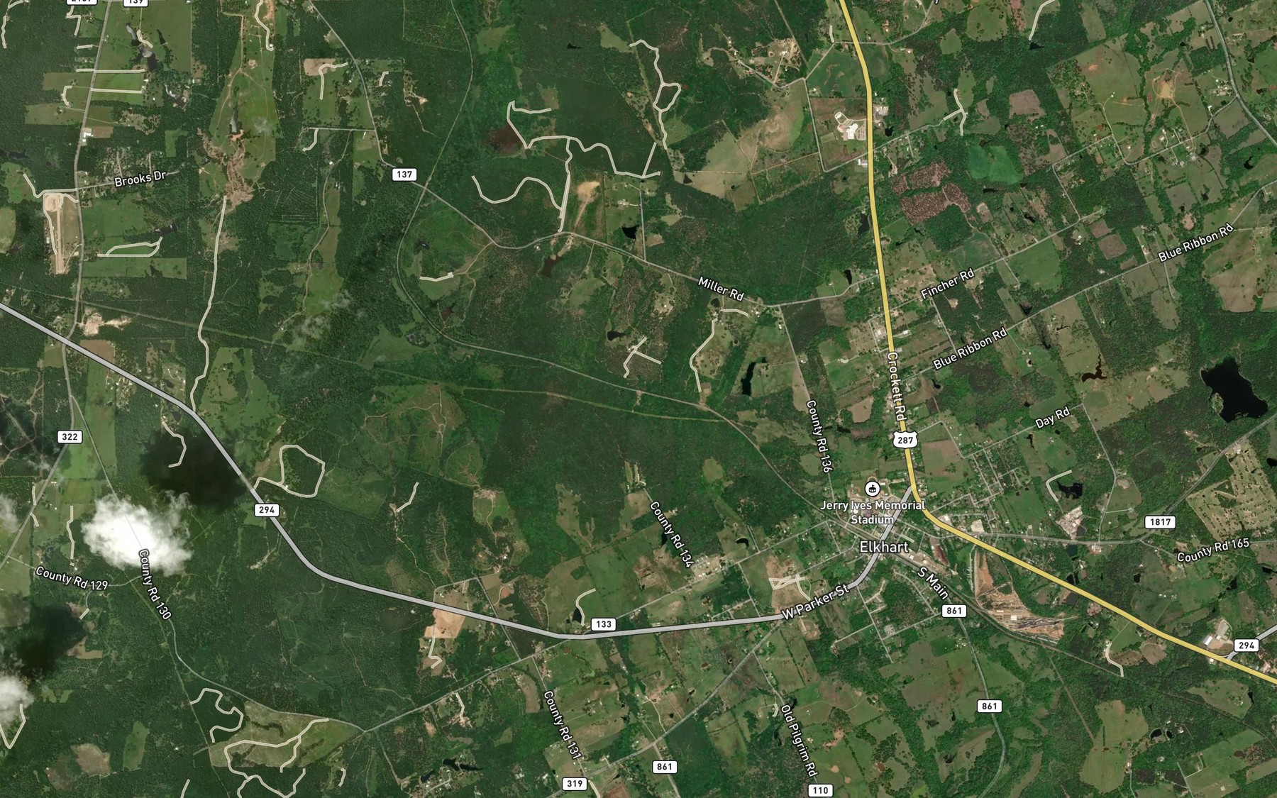 Satellite map of the Parker Branch
