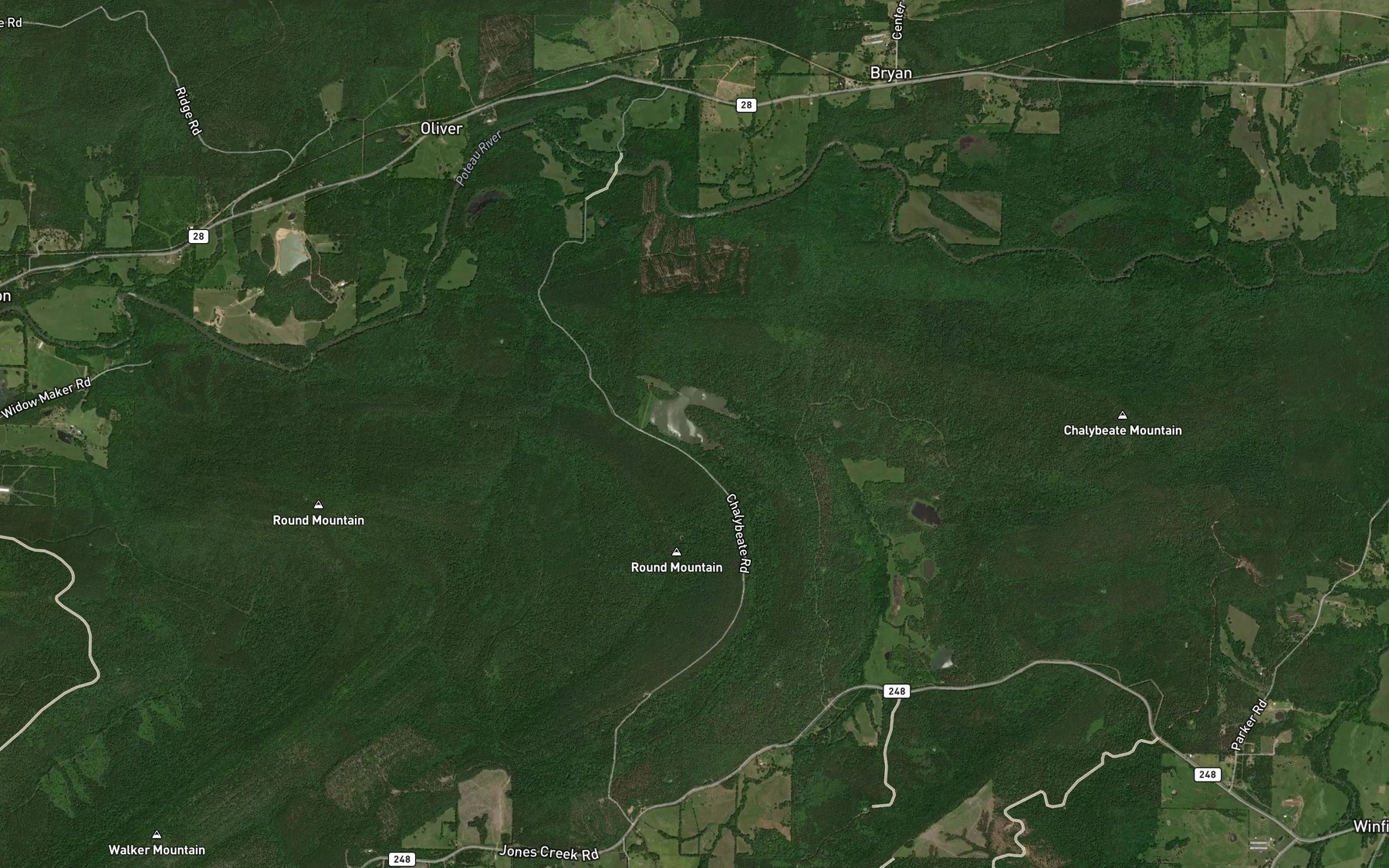 Satellite map of the Poteau River Watershed Site 16 Lake