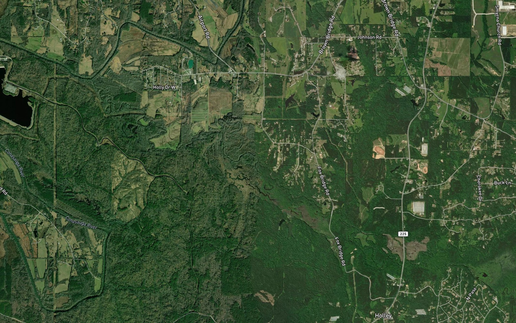Satellite map of the Pettiet Branch