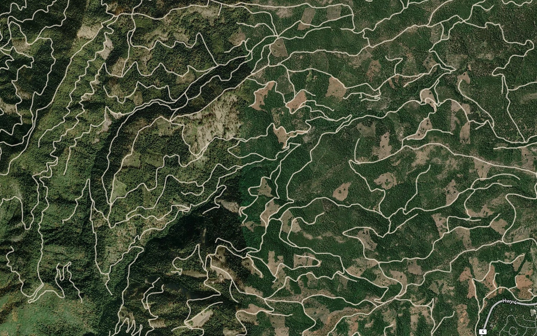 Satellite map of the Hayward Creek