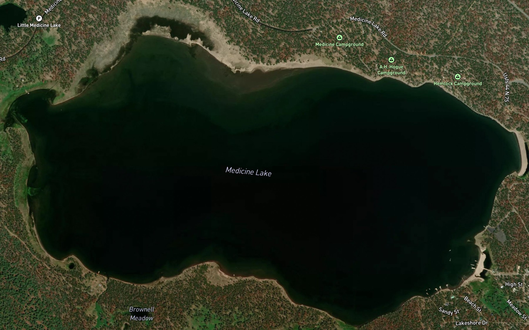 Satellite map of the Medicine Lake