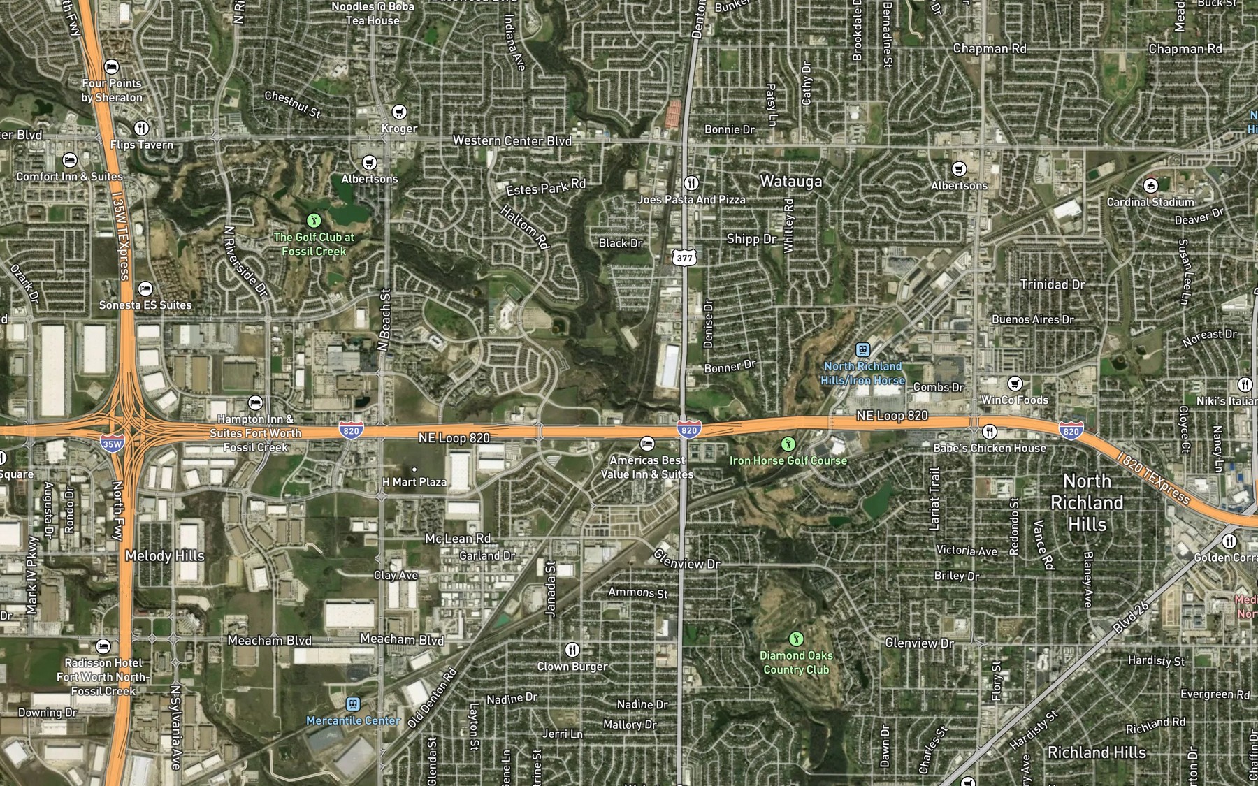 Satellite map of the Whites Branch