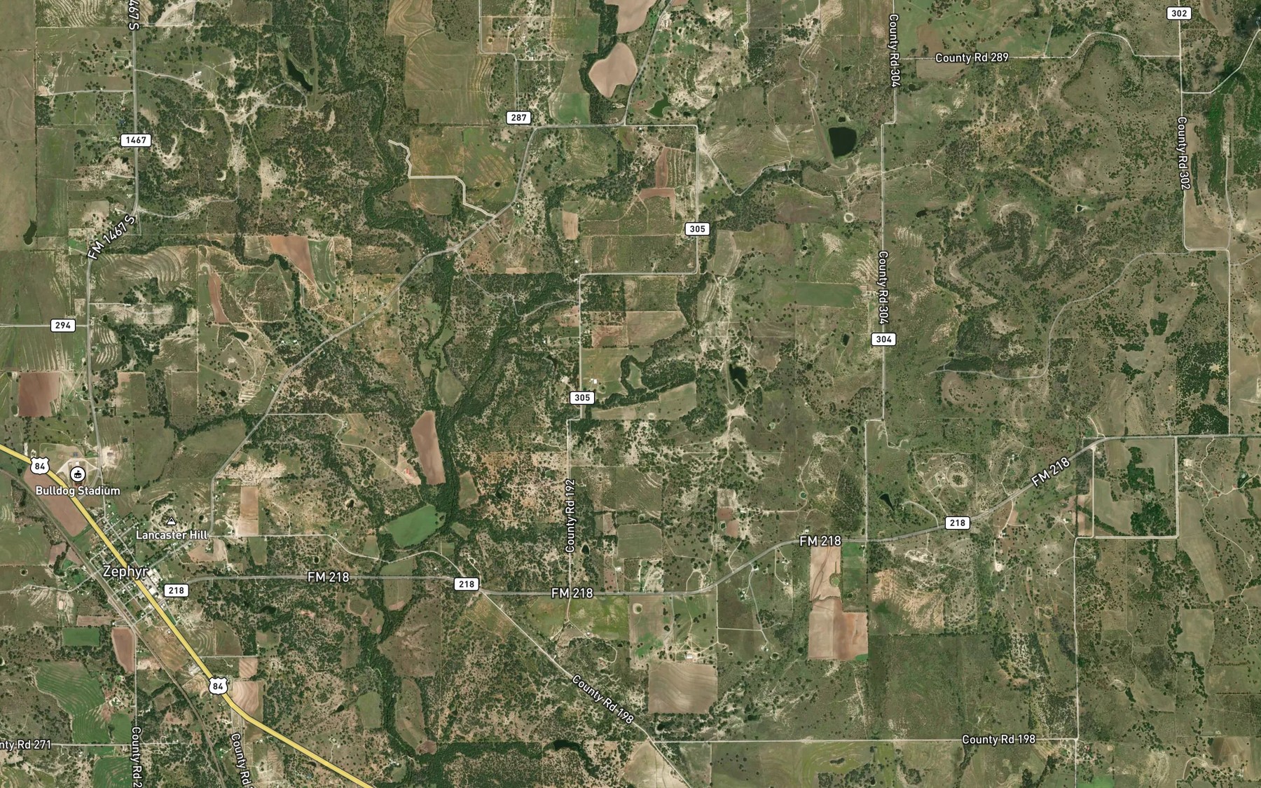 Satellite map of the Dirt House Branch
