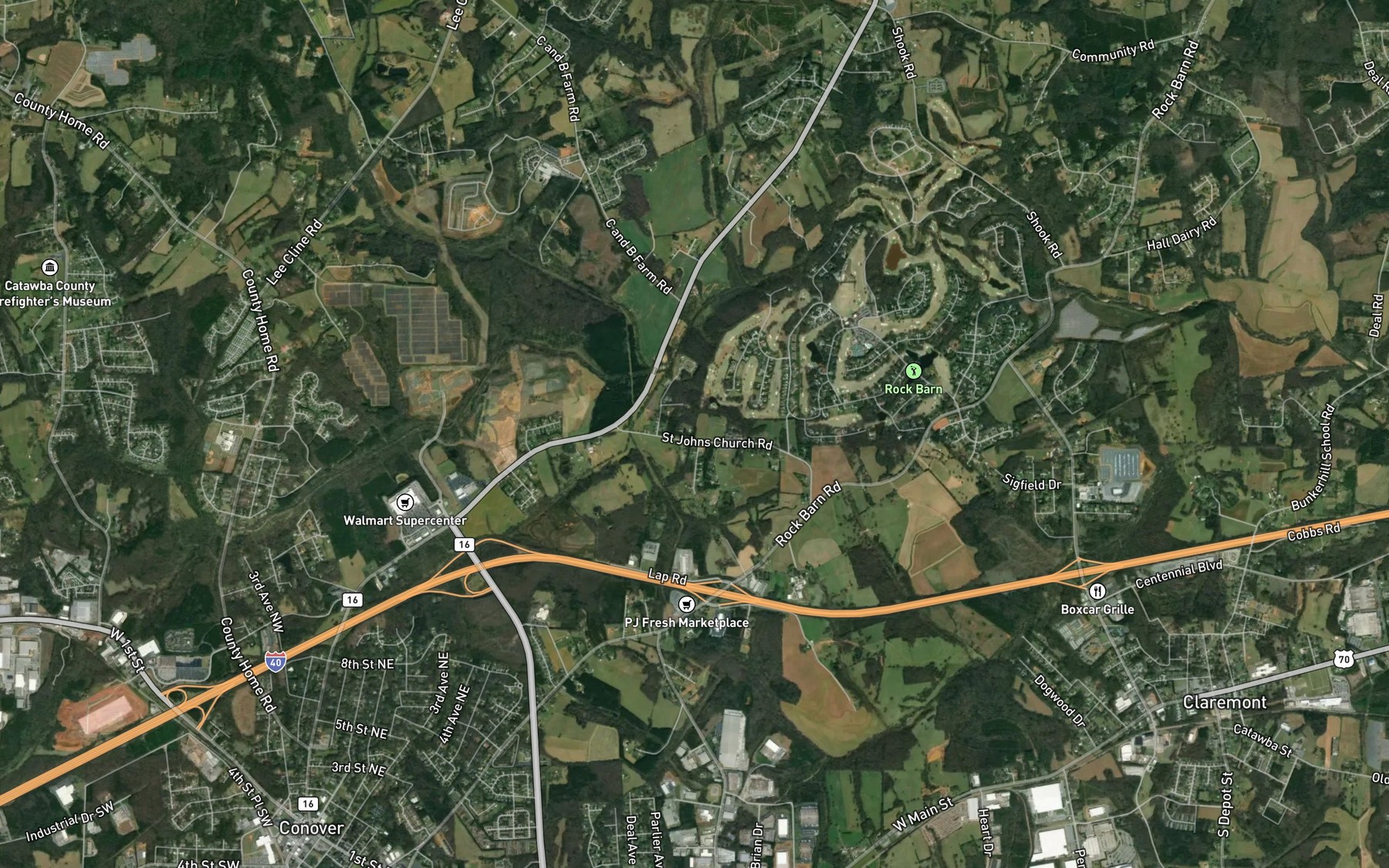 Satellite map of the Lake Hickory