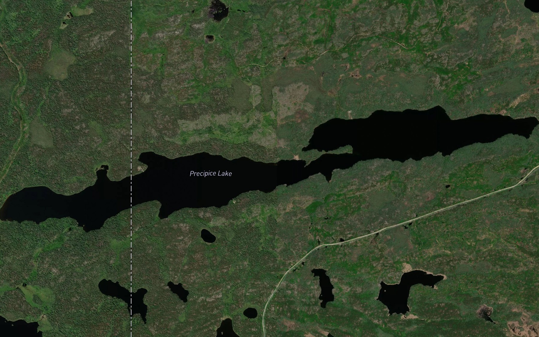 Satellite map of the Precipice Lake