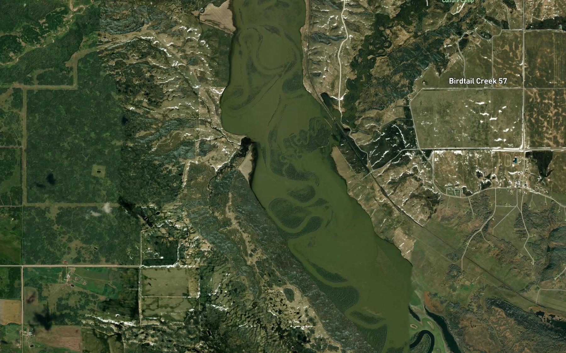 Satellite map of the Birdtail Creek