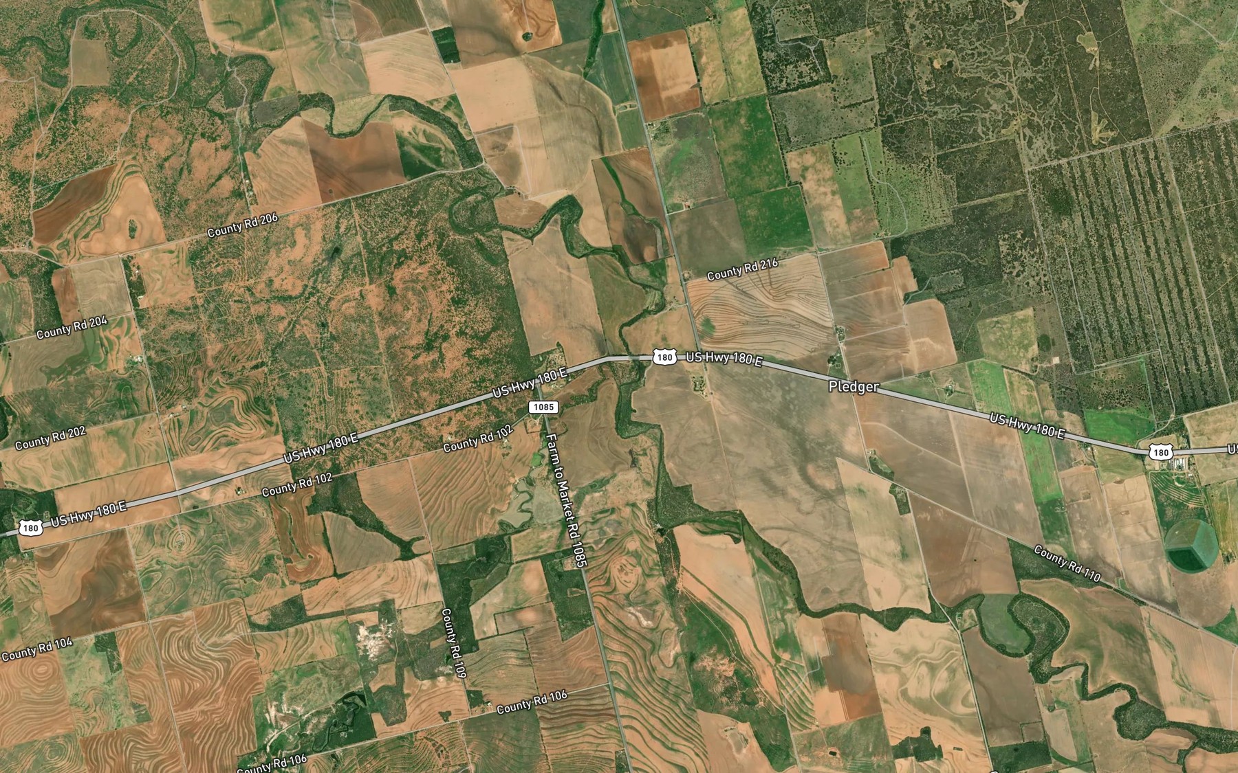 Satellite map of the Sandy Creek