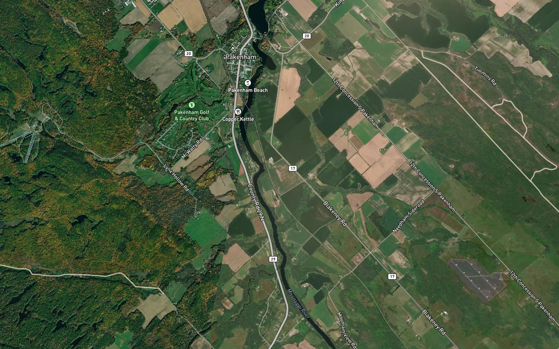 Satellite map of the Haydons Creek