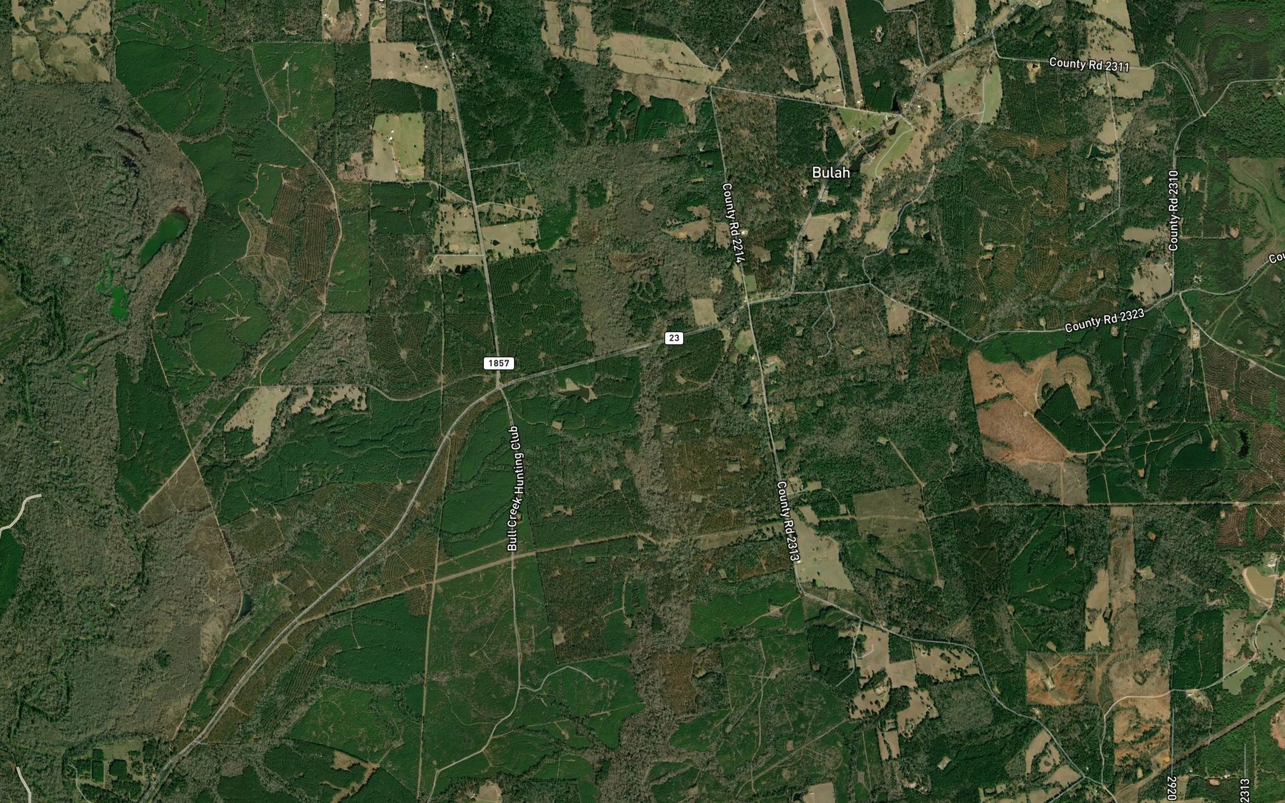 Satellite map of the Merideth Creek