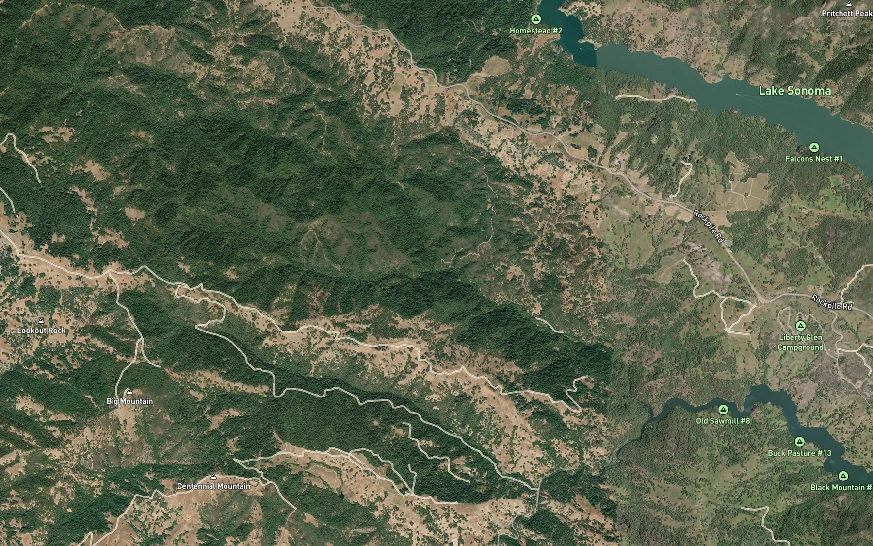 Satellite map of the Little Rancheria Creek