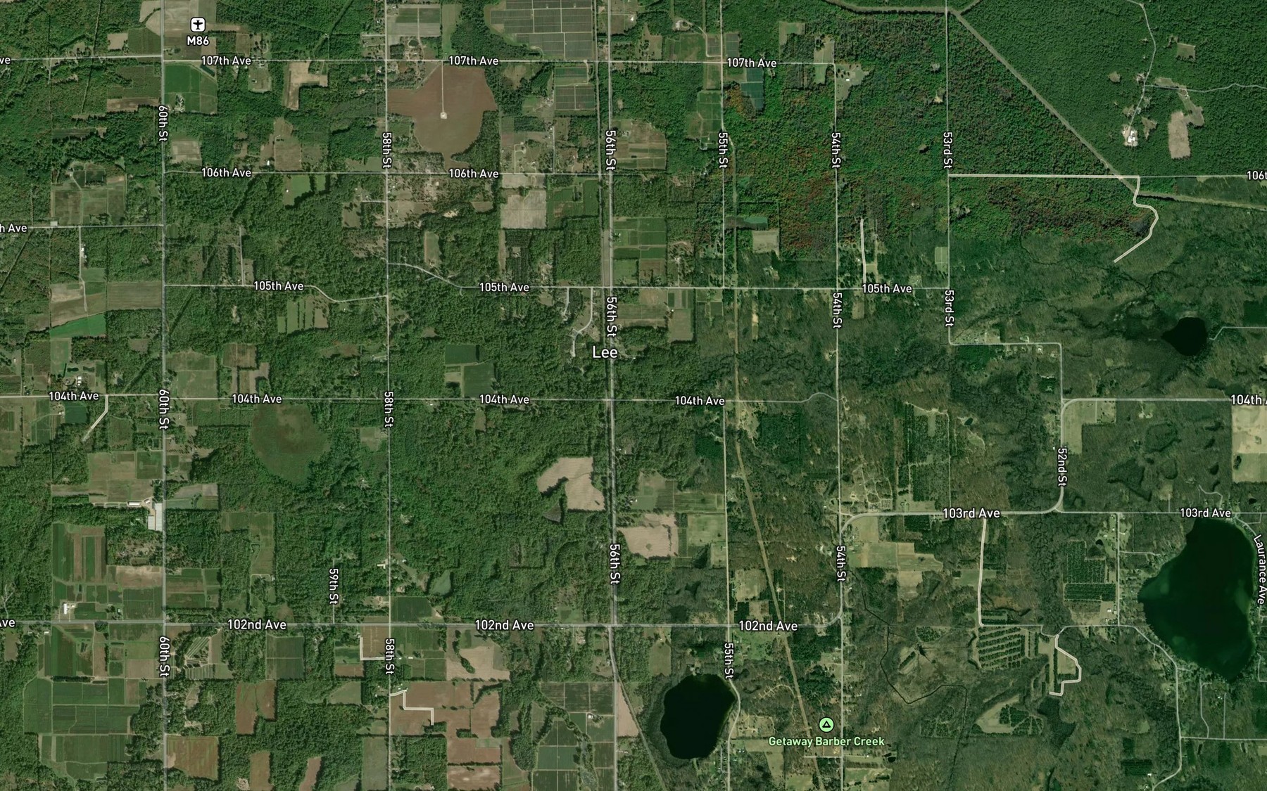 Satellite map of the Barber Creek