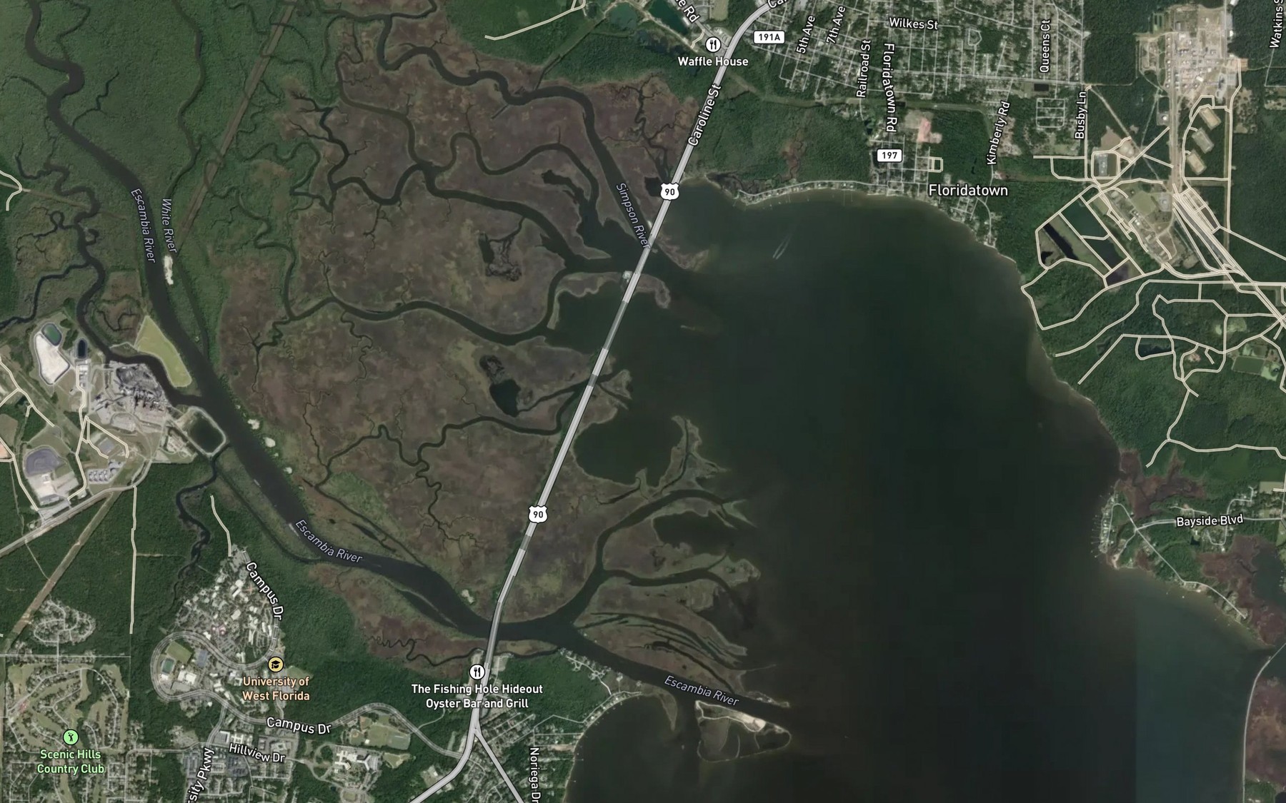 Satellite map of the Ferry Cutoff