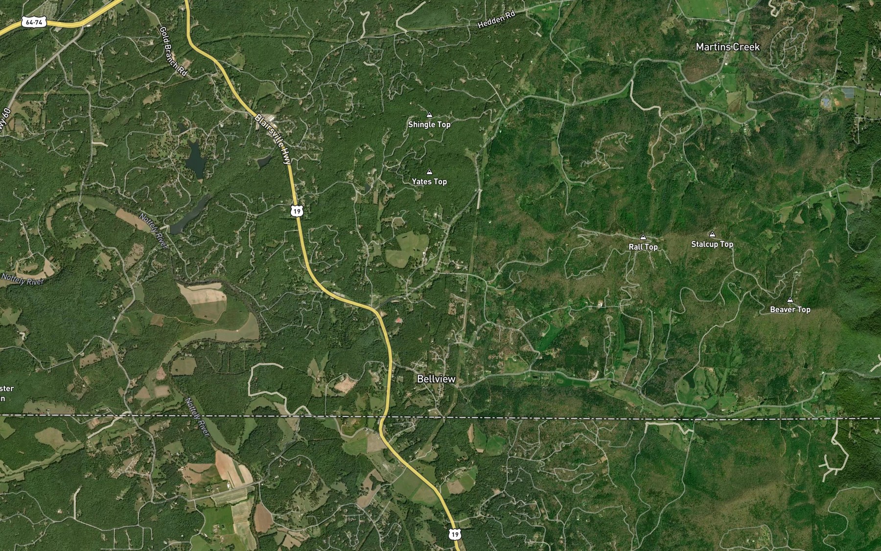 Satellite map of the Grape Thicket Branch