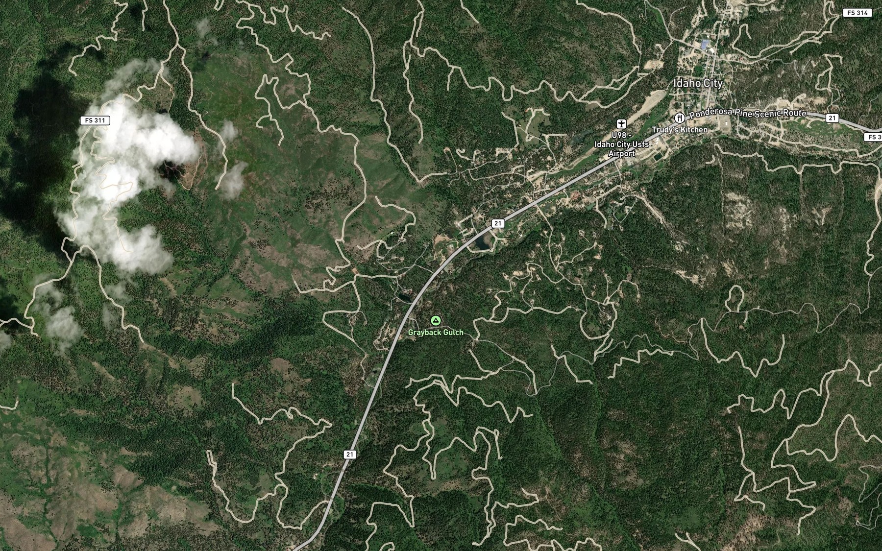 Satellite map of the Elk Creek